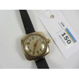 Rolex Oyster gentleman's 9ct gold cushion wristwatch circa 1930 with rare centre seconds, wire lugs,