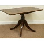 19th century rectangular side table on turned pedestal base fitted with four splay legs,