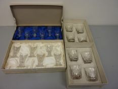Set of twelve Stuart Crystal liqueur glasses and a set of eight Stuart Crystal tumblers