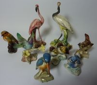 Italian bird sculptures - flamingo, heron,