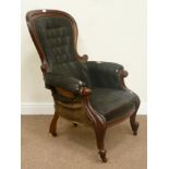 Victorian mahogany balloon back upholstered armchair, W75cm,