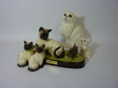 Beswick Siamese cat and mouse group 'Watch It' L28cm, Beswick cat H21cm,