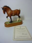 Royal Worcester limited edition Shire Horse modelled by Doris Lindner no. 112/500, with original box