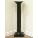 Early 20th century ebonised wood torchere fluted central column with square top and plinth,