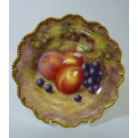 Royal Worcester plate hand painted with plums and grapes by H Ayrton D22.