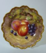 Royal Worcester plate hand painted with plums and grapes by H Ayrton D22.