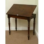 Victorian adjustable drawing/reading table on turned base, 84cm x 51cm,