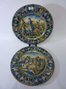 Pair 19th century Majolica chargers D41.