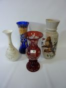 19th/early 20th century ruby flashed vase H31.