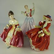 Three Royal Doulton figures 'Top O' The Hill' HN1834, 'Southern Belle' HN2229 and 'June' HN2991