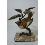 Albany bronze and china study 'Hawfinch' H21cm