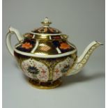 Royal Crown Derby Imari teapot, puce mark to base,