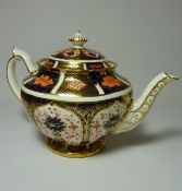 Royal Crown Derby Imari teapot, puce mark to base,