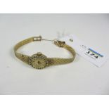 Ladies hallmarked 9ct gold bracelet wristwatch with diamond bezel