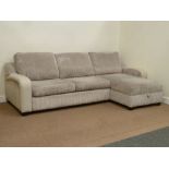 Large corner sofa with hinged storage compartment and pull out bed,