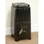 Chappee 8093A Art Deco period French enamel multi-fuel burning tower stove, W27cm, H56cm,