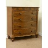 Victorian mahogany figured mahogany chest fitted with four long drawers, carved detail, W122cm,