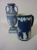 Wedgwood Jasperware classical style twin handled vase H23cm and a 19th/early 20th century Wedgwood