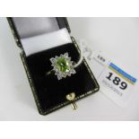 Peridot and cubic zirconia gold-plated ring