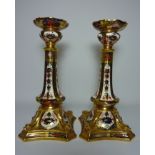 Pair Royal Crown Derby candlesticks pattern no. 1128, dated 1979 H26.5cm Condition Report '>Click
