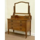 Edwardian inlaid dressing chest fitted with two drawers to the top with shaped swing mirror,