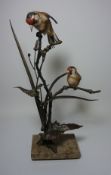 Albany bronze and china study 'Goldfinches' H37cm
 Condition Report a/f