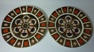 Pair of Royal Crown Derby dinner plates, pattern no.
