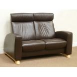 Ekornes Stressless Arion high back two seat reclining sofa with adjustable head rest (W139cm),