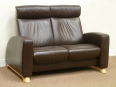 Ekornes Stressless Arion high back two seat reclining sofa with adjustable head rest (W139cm),