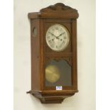 Early 20th century oak cased wall clock, H59cm,