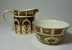 Royal Crown Derby milk jug and sugar bowl, both dated 1980 pattern no.