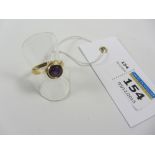 Vintage gold ring set with a cushion cut amethyst (marks rubbed)