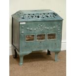 Mirus Art Deco period French enamel multi-fuel burning stove, W48cm, H53cm,