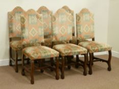 Set six Spanish style oak dining chairs,