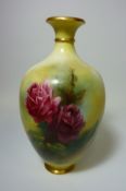 Royal Worcester vase hand painted with roses,