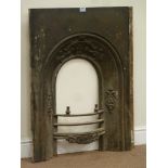 Victorian cast iron fire inset, W72cm,