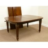 Victorian mahogany telescopic extending dining table with curved ends,