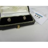 Pair of South African diamond set gold ear-rings stamped 750