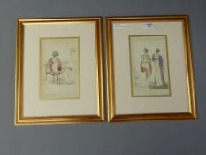 Four Regency period fashion plates and three Victorian fashion plates 22cm x 24cm and two unframed