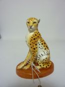 Halcyon Days porcelain seated leopard 11cm