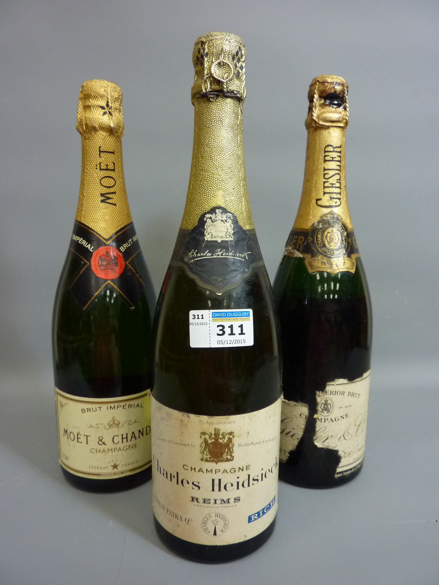 Charles Heidsieck champagne finest extra qty Rich 1950's, Champagne Giesler & Co Brut,