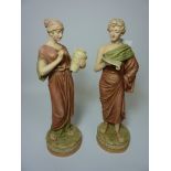 Pair of Royal Dux classical figures, pink pad marks to base and numbered 2430 and 2431 H33cm