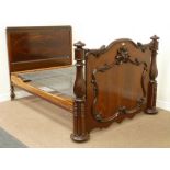 Victorian and later mahogany double 4' 6'' bedstead