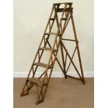 20th century 'Hatherley Patent Lattistep' oak six tread folding step ladder,