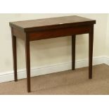 19th century mahogany fold over top tea table on gateleg action base,