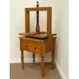 19th century walnut book press on stand fitted with single drawer, W69cm, H148cm, D52cm Condition