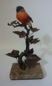 Albany bronze and china study 'Bullfinch' H27cm