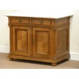 Late 19th century French washstand, fitted with two drawers above double cupboards,