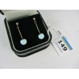 Pair of opal drop ear-rings stamped 375