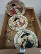 Set of six Royal Doulton seriesware plates and four Hummel figures